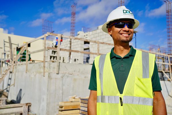A careers-focused construction worker at a construction site.