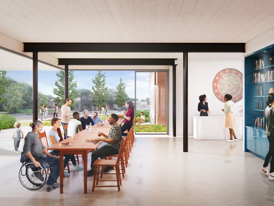Shaker Museum Interior Lobby to Town Rendering